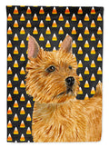 Norwich Terrier Candy Corn Halloween Portrait House Flag 28x40 Porch Sleeve Pole Decorative Outside Yard Banner Artwork Wall Hanging, Polyester