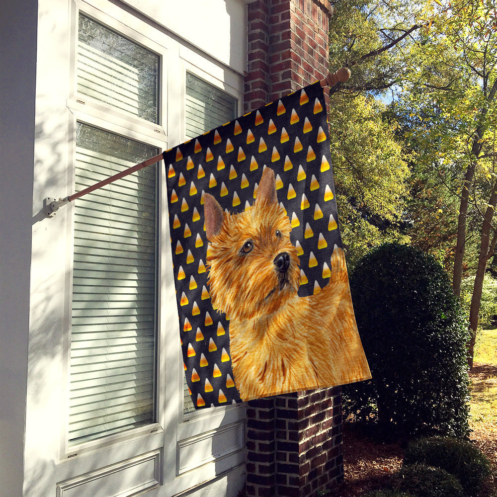 Norwich Terrier Candy Corn Halloween Portrait House Flag 28x40 Porch Sleeve Pole Decorative Outside Yard Banner Artwork Wall Hanging, Polyester