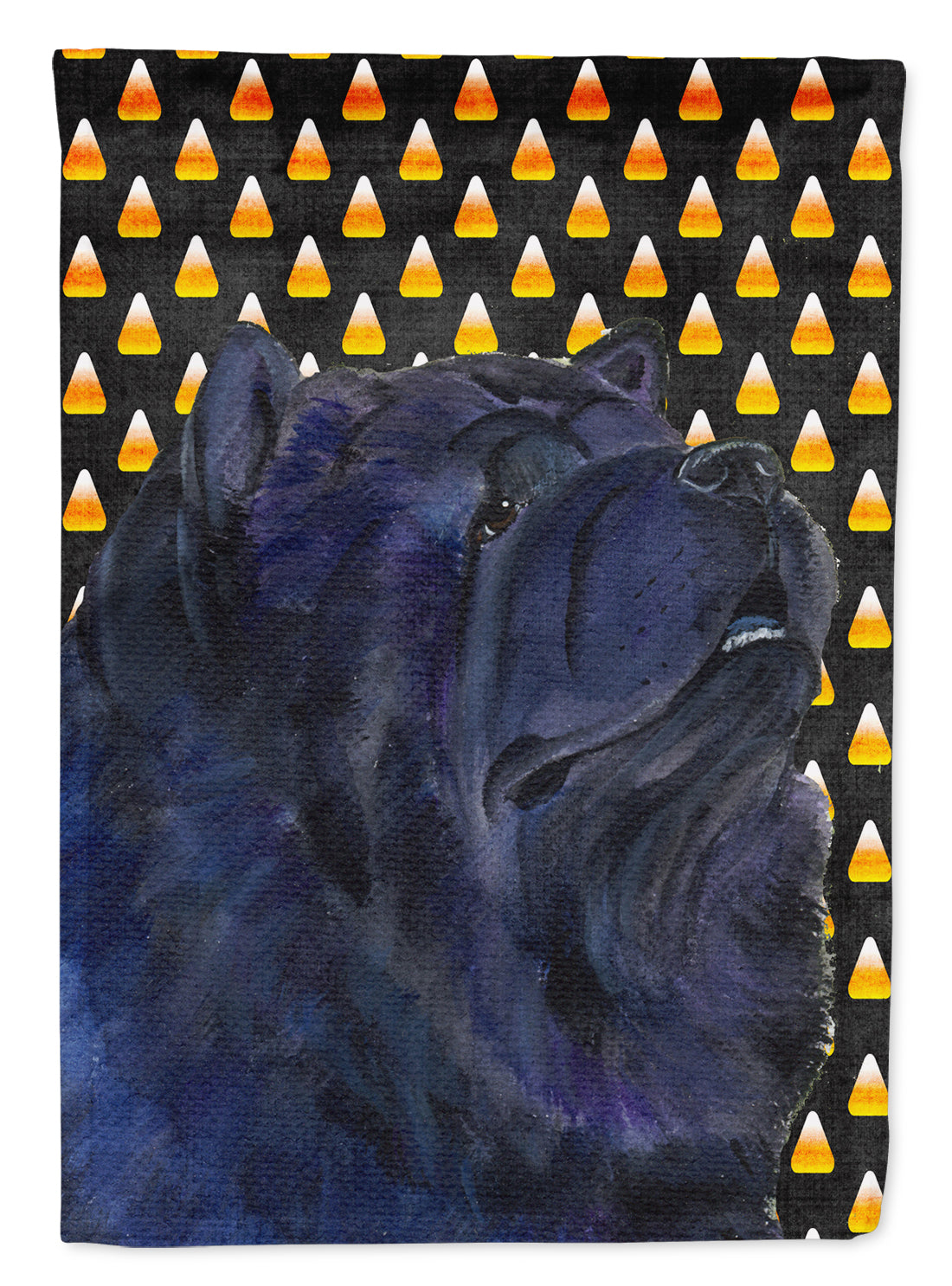Chow Chow Candy Corn Halloween Portrait House Flag 28x40 Porch Sleeve Pole Decorative Outside Yard Banner Artwork Wall Hanging, Polyester