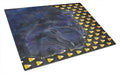 Chow Chow Candy Corn Halloween Portrait Cutting Board Tempered Glass Kitchen Cutting Surface, Heat Resistant Chopping, Non-Slip Feet, Food Prep & Serving