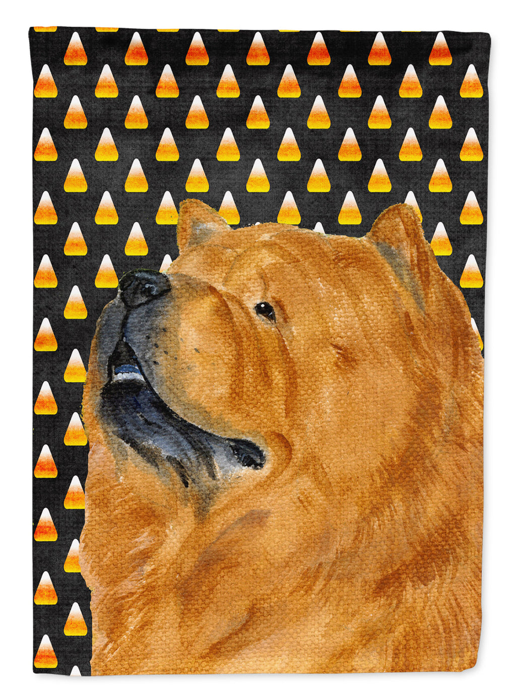 Chow Chow Candy Corn Halloween Portrait House Flag 28x40 Porch Sleeve Pole Decorative Outside Yard Banner Artwork Wall Hanging, Polyester