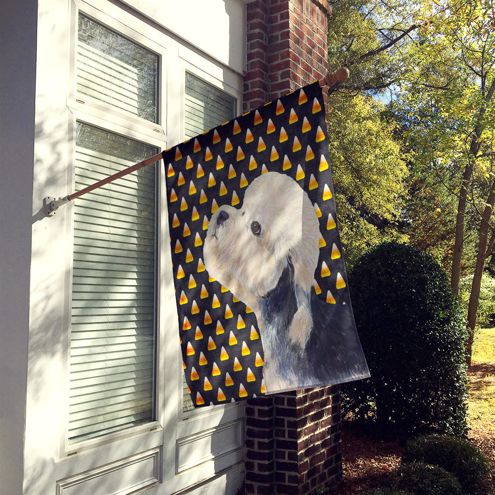 Dandie Dinmont Terrier Candy Corn Halloween Portrait House Flag 28x40 Porch Sleeve Pole Decorative Outside Yard Banner Artwork Wall Hanging, Polyester