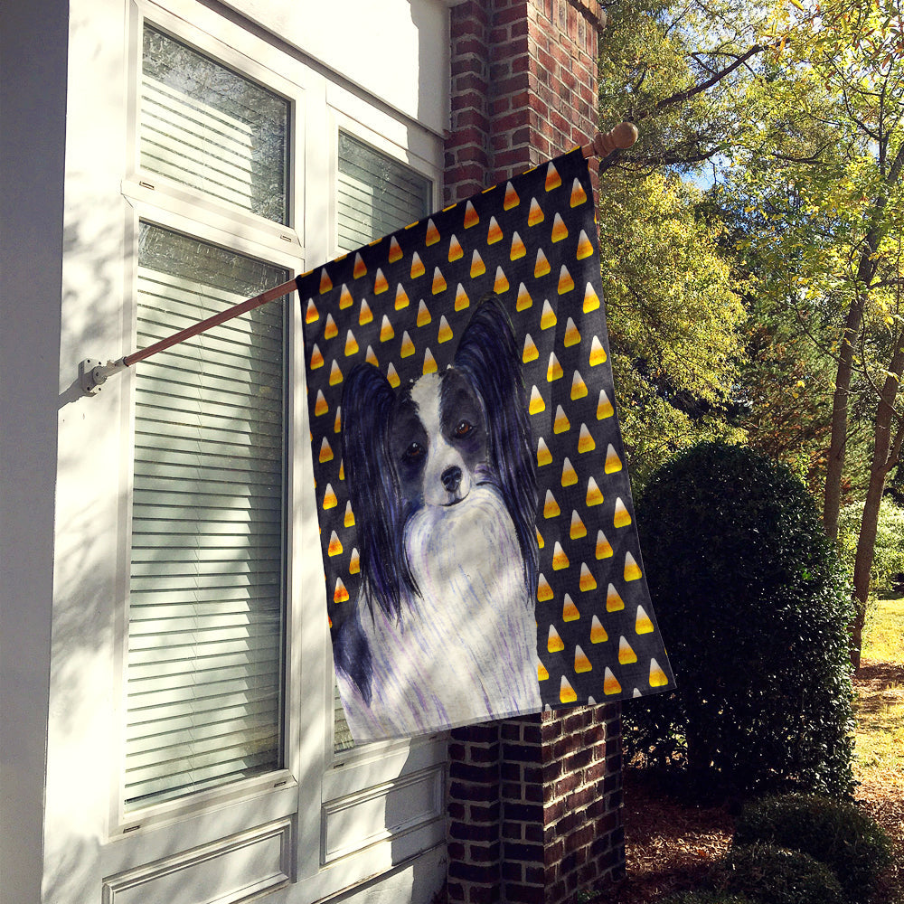 Papillon Candy Corn Halloween Portrait House Flag 28x40 Porch Sleeve Pole Decorative Outside Yard Banner Artwork Wall Hanging, Polyester