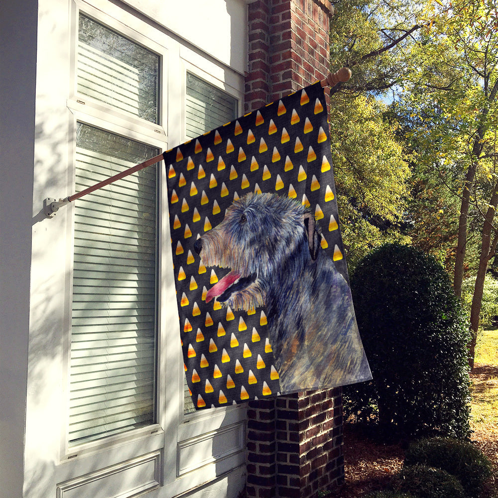 Irish Wolfhound Candy Corn Halloween Portrait House Flag 28x40 Porch Sleeve Pole Decorative Outside Yard Banner Artwork Wall Hanging, Polyester