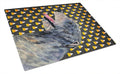 Irish Wolfhound Candy Corn Halloween Portrait Cutting Board Tempered Glass Kitchen Cutting Surface, Heat Resistant Chopping, Non-Slip Feet, Food Prep & Serving