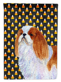 English Toy Spaniel Candy Corn Halloween Portrait House Flag 28x40 Porch Sleeve Pole Decorative Outside Yard Banner Artwork Wall Hanging, Polyester