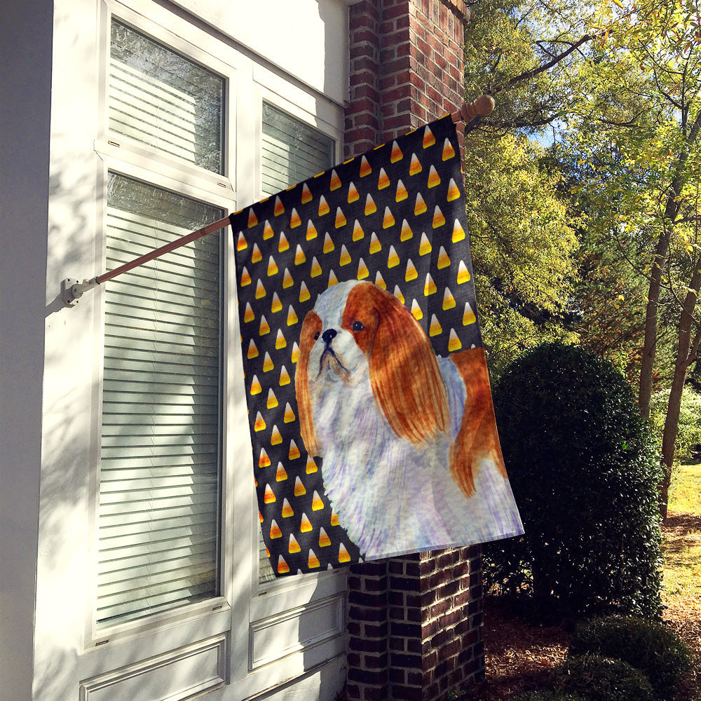 English Toy Spaniel Candy Corn Halloween Portrait House Flag 28x40 Porch Sleeve Pole Decorative Outside Yard Banner Artwork Wall Hanging, Polyester