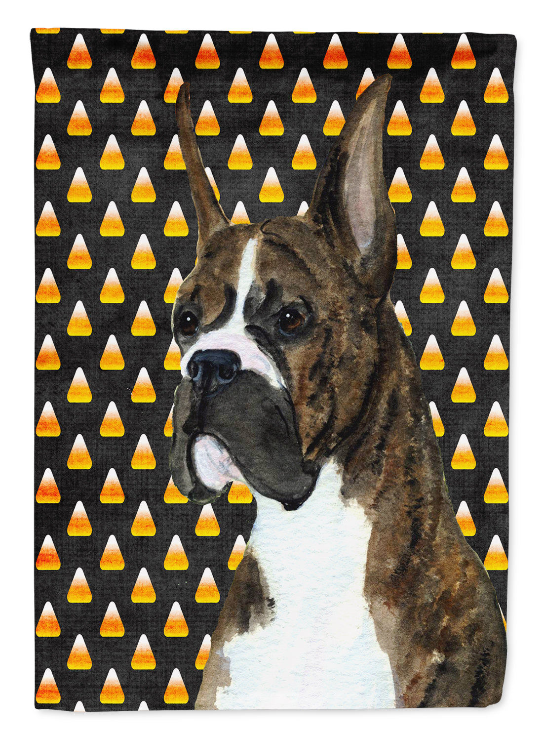 Boxer Candy Corn Halloween Portrait House Flag 28x40 Porch Sleeve Pole Decorative Outside Yard Banner Artwork Wall Hanging, Polyester