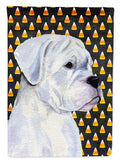 Boxer White Candy Corn Halloween Portrait House Flag 28x40 Porch Sleeve Pole Decorative Outside Yard Banner Artwork Wall Hanging, Polyester