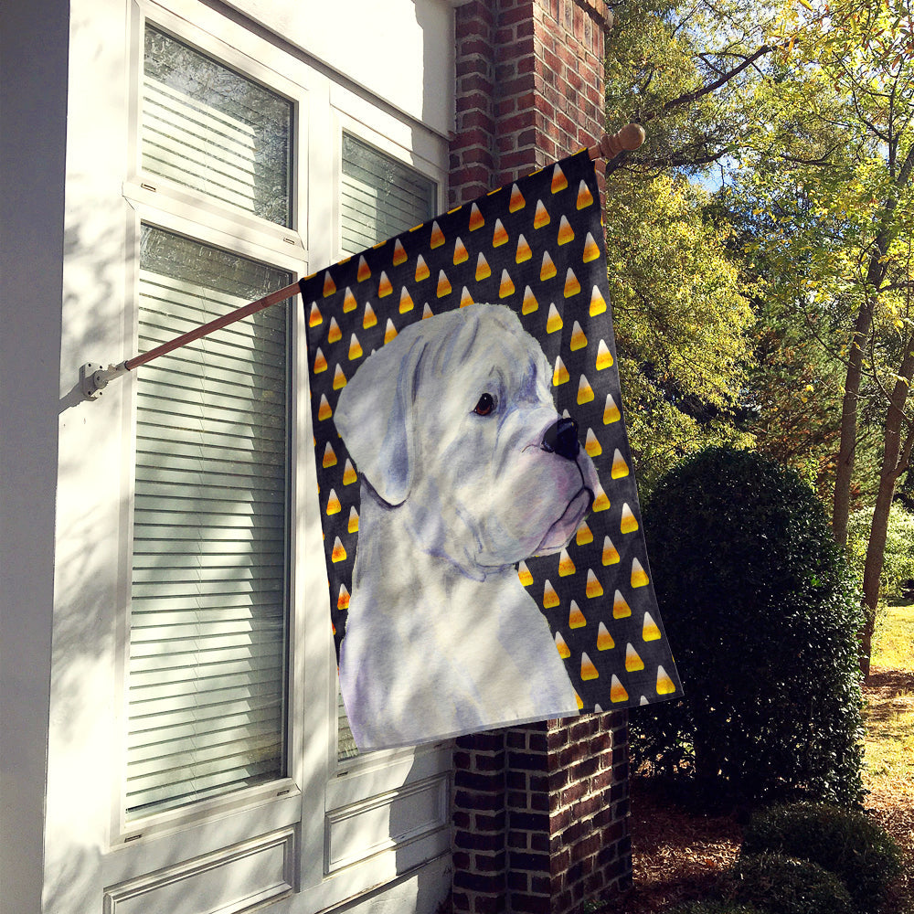 Boxer White Candy Corn Halloween Portrait House Flag 28x40 Porch Sleeve Pole Decorative Outside Yard Banner Artwork Wall Hanging, Polyester