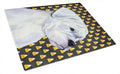 Boxer White Candy Corn Halloween Portrait Cutting Board Tempered Glass Kitchen Cutting Surface, Heat Resistant Chopping, Non-Slip Feet, Food Prep & Serving