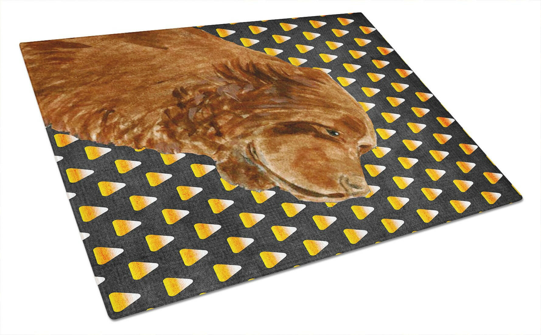 Sussex Spaniel Candy Corn Halloween Portrait Cutting Board Tempered Glass Kitchen Cutting Surface, Heat Resistant Chopping, Non-Slip Feet, Food Prep & Serving