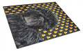 Affenpinscher Candy Corn Halloween Portrait Cutting Board Tempered Glass Kitchen Cutting Surface, Heat Resistant Chopping, Non-Slip Feet, Food Prep & Serving