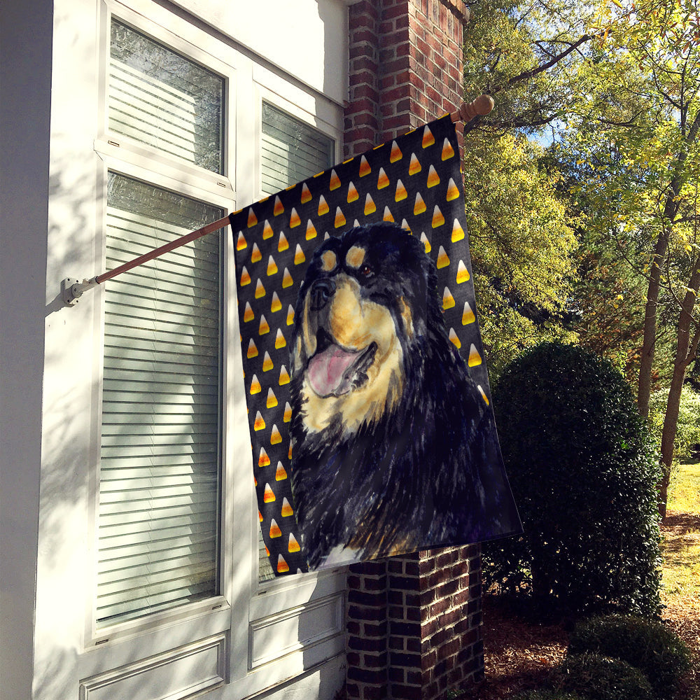 Tibetan Mastiff Candy Corn Halloween Portrait House Flag 28x40 Porch Sleeve Pole Decorative Outside Yard Banner Artwork Wall Hanging, Polyester