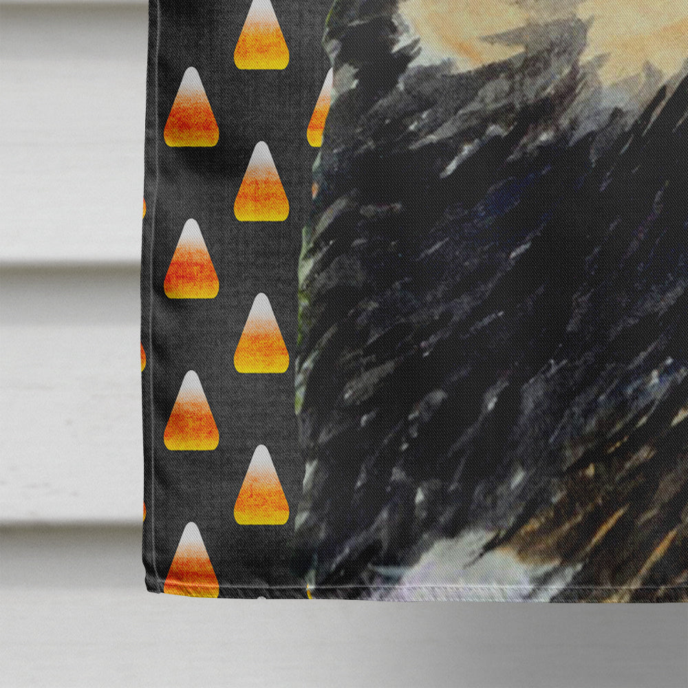 Tibetan Mastiff Candy Corn Halloween Portrait House Flag 28x40 Porch Sleeve Pole Decorative Outside Yard Banner Artwork Wall Hanging, Polyester