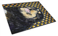 Tibetan Mastiff Candy Corn Halloween Portrait Cutting Board Tempered Glass Kitchen Cutting Surface, Heat Resistant Chopping, Non-Slip Feet, Food Prep & Serving