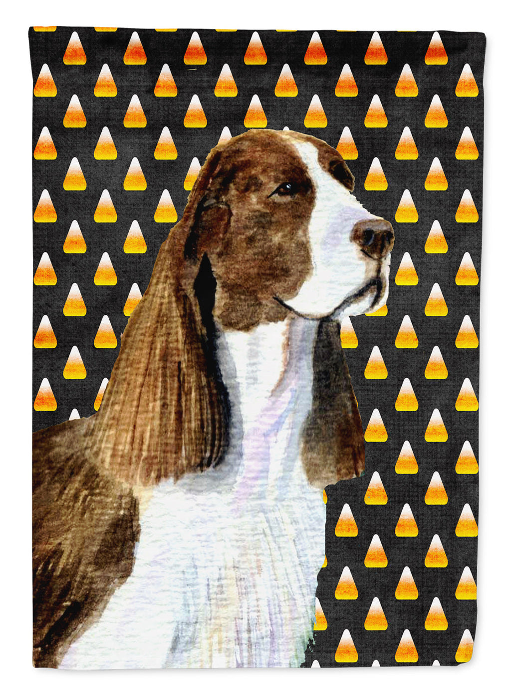 Springer Spaniel Candy Corn Halloween Portrait House Flag 28x40 Porch Sleeve Pole Decorative Outside Yard Banner Artwork Wall Hanging, Polyester