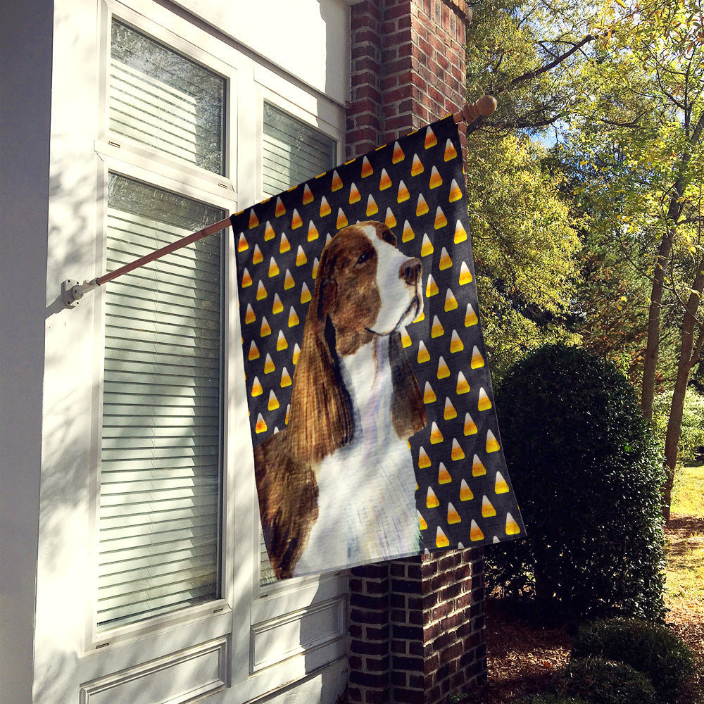 Springer Spaniel Candy Corn Halloween Portrait House Flag 28x40 Porch Sleeve Pole Decorative Outside Yard Banner Artwork Wall Hanging, Polyester