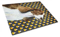 Springer Spaniel Candy Corn Halloween Portrait Cutting Board Tempered Glass Kitchen Cutting Surface, Heat Resistant Chopping, Non-Slip Feet, Food Prep & Serving