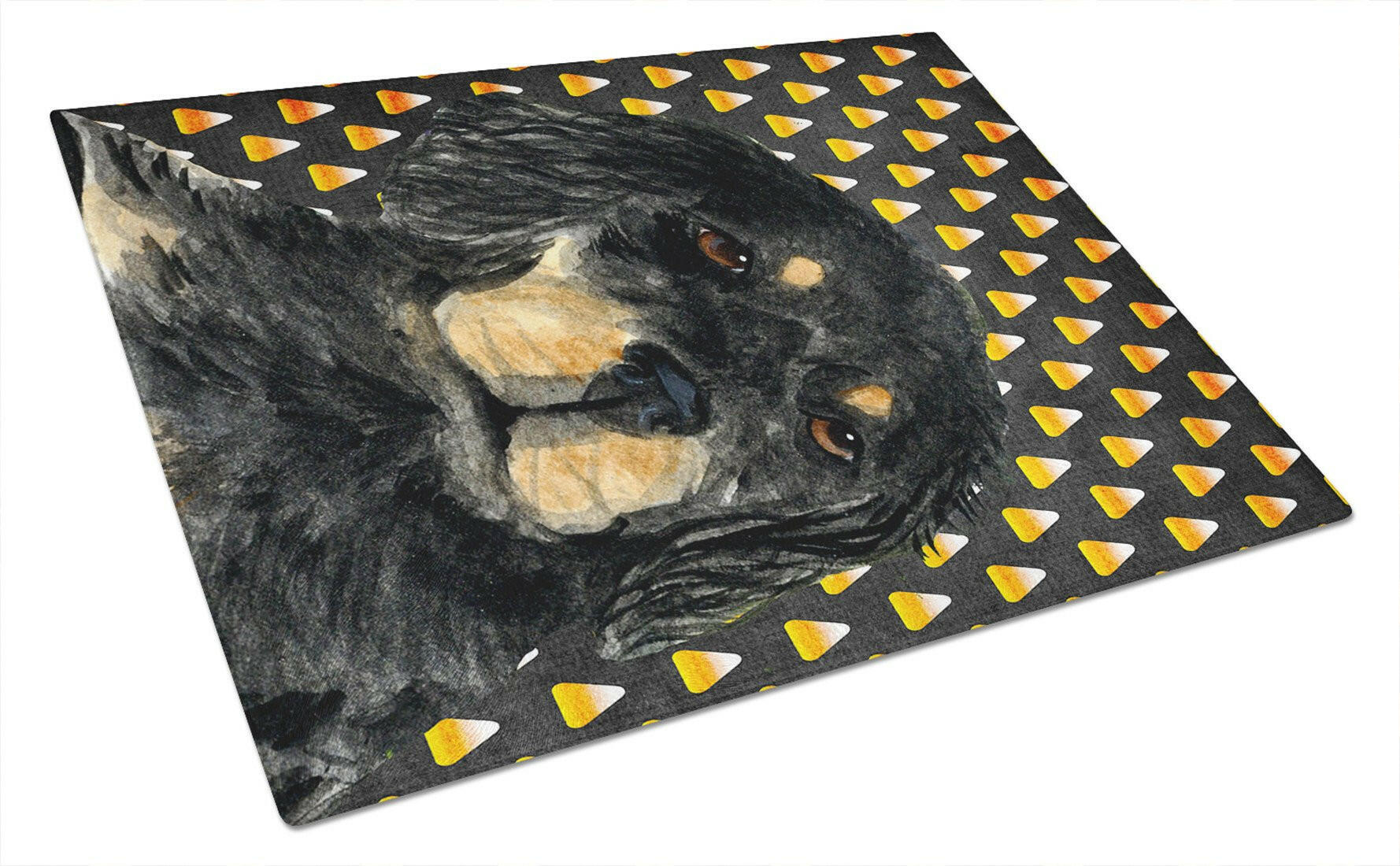 Gordon Setter Candy Corn Halloween Portrait Cutting Board Tempered Glass Kitchen Cutting Surface, Heat Resistant Chopping, Non-Slip Feet, Food Prep & Serving