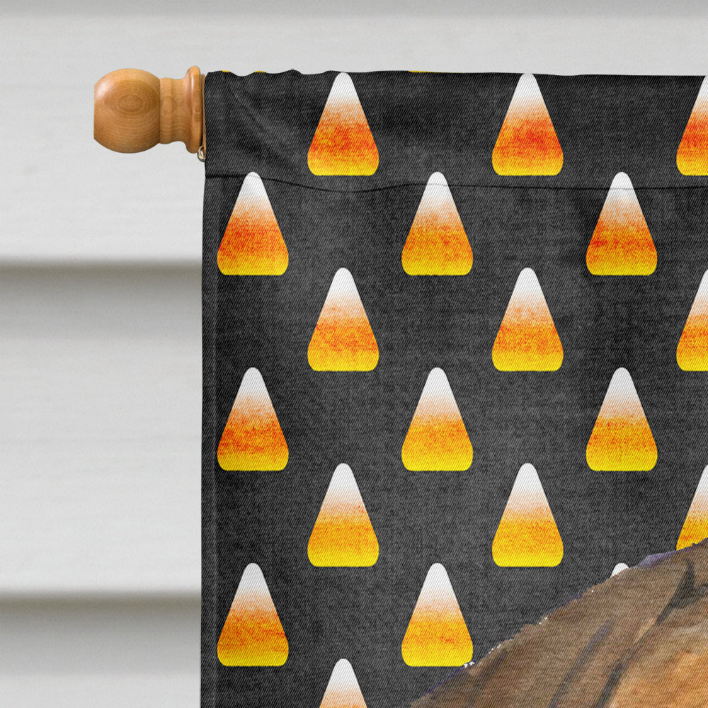 Bullmastiff Candy Corn Halloween Portrait House Flag 28x40 Porch Sleeve Pole Decorative Outside Yard Banner Artwork Wall Hanging, Polyester