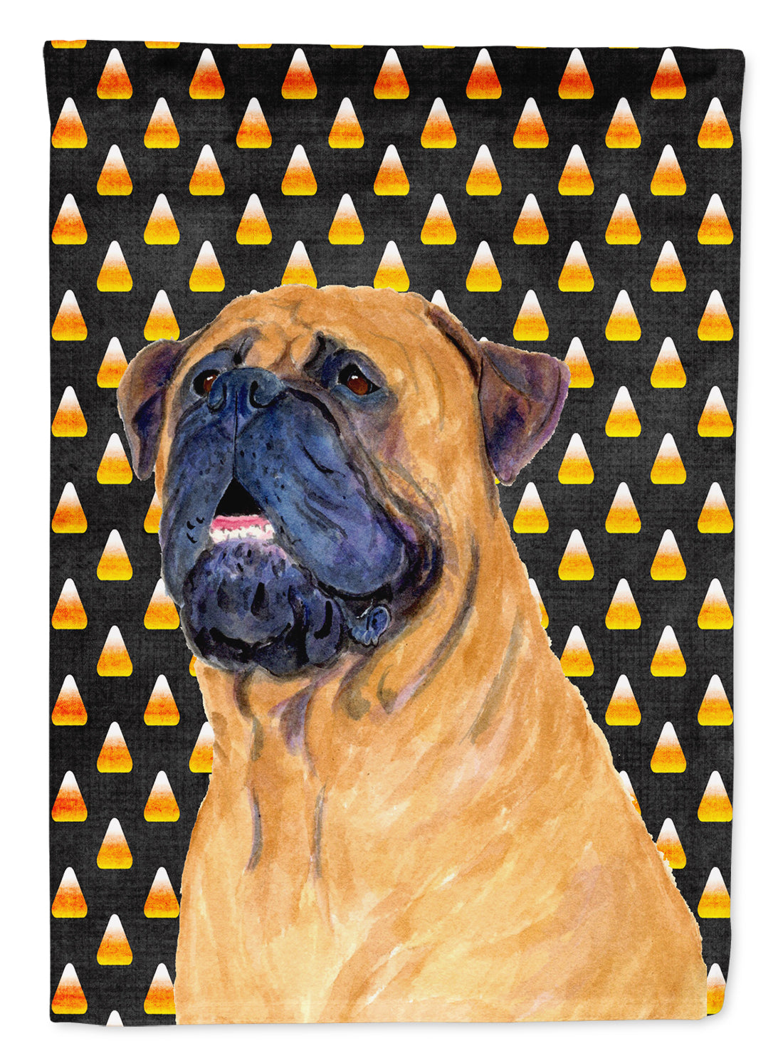 Mastiff Candy Corn Halloween Portrait House Flag 28x40 Porch Sleeve Pole Decorative Outside Yard Banner Artwork Wall Hanging, Polyester