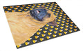 Mastiff Candy Corn Halloween Portrait Cutting Board Tempered Glass Kitchen Cutting Surface, Heat Resistant Chopping, Non-Slip Feet, Food Prep & Serving