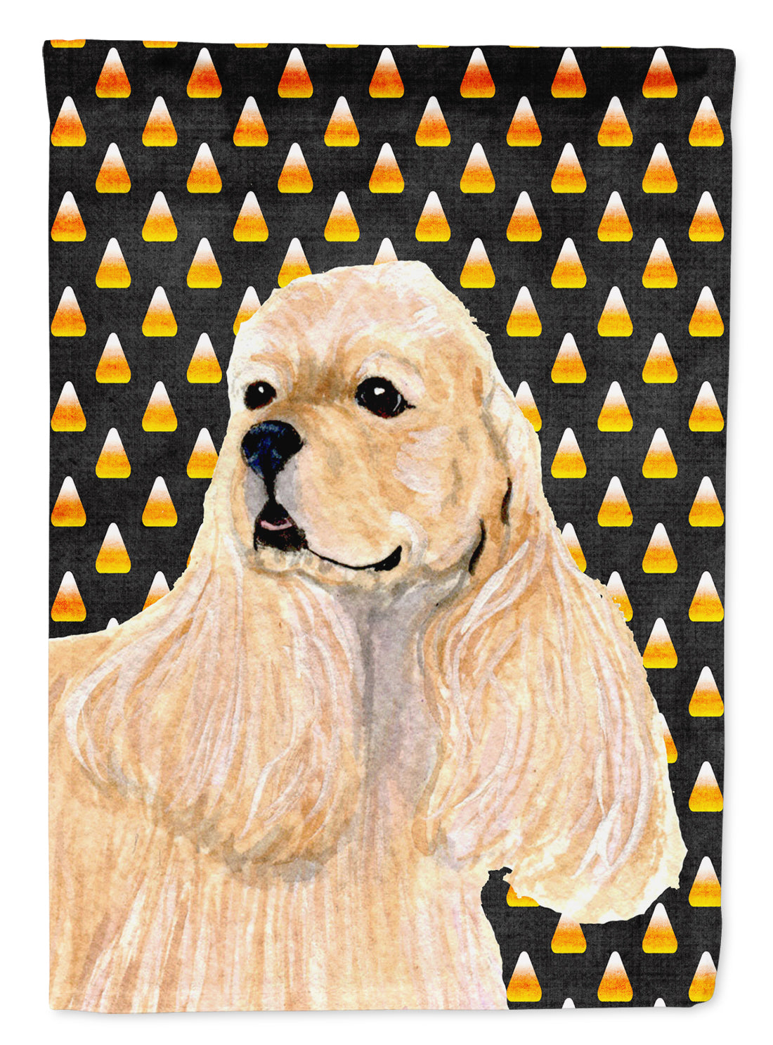 Cocker Spaniel Candy Corn Halloween Portrait House Flag 28x40 Porch Sleeve Pole Decorative Outside Yard Banner Artwork Wall Hanging, Polyester