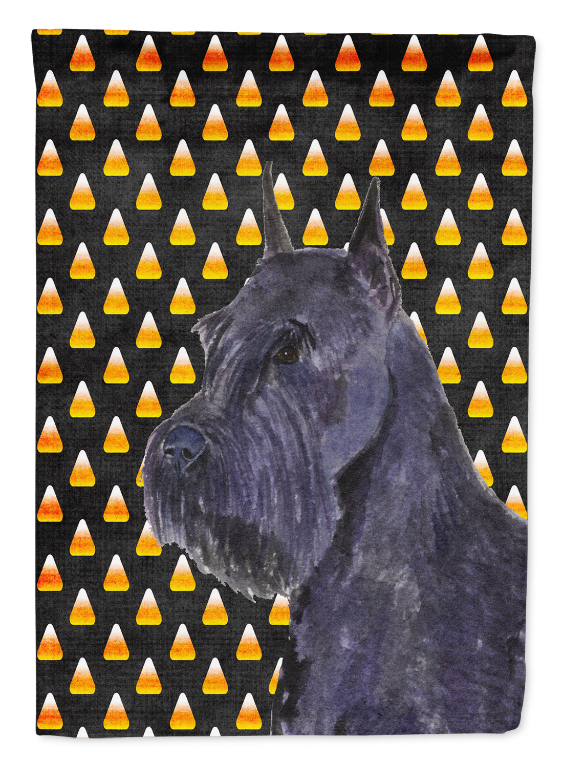 Schnauzer Giant Candy Corn Halloween Portrait House Flag 28x40 Porch Sleeve Pole Decorative Outside Yard Banner Artwork Wall Hanging, Polyester