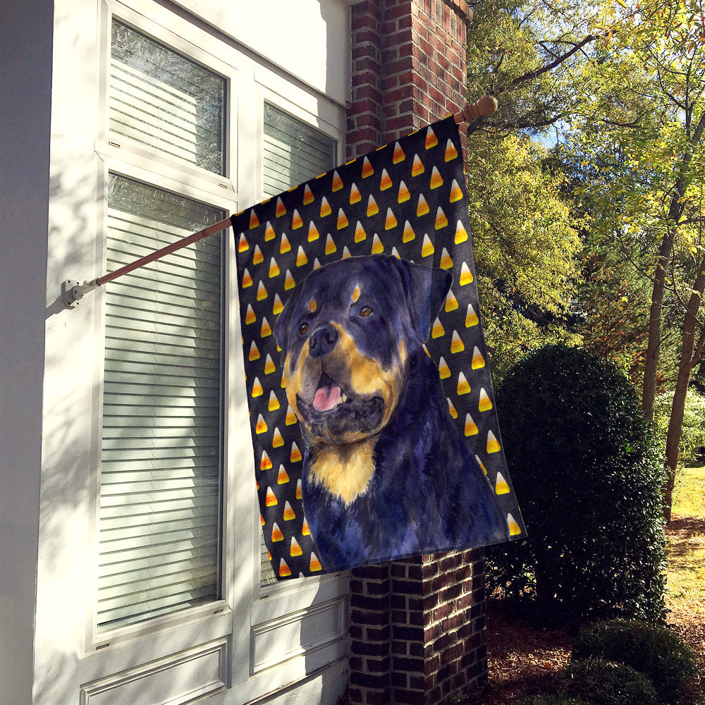 Rottweiler Candy Corn Halloween Portrait House Flag 28x40 Porch Sleeve Pole Decorative Outside Yard Banner Artwork Wall Hanging, Polyester