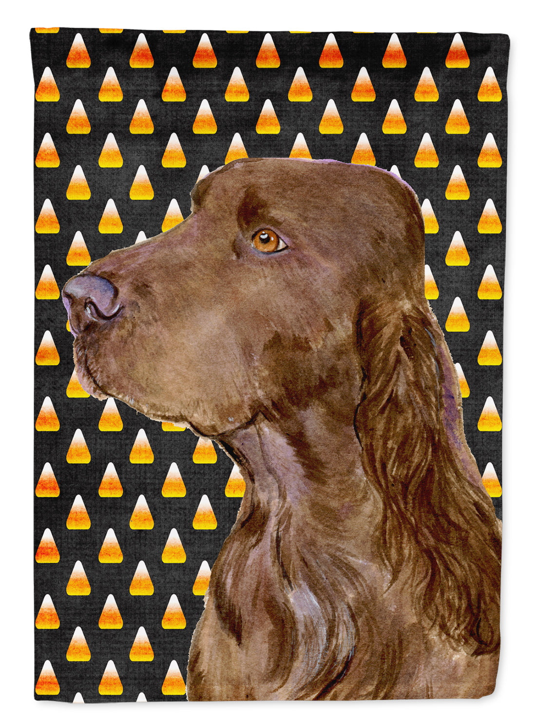 Field Spaniel Candy Corn Halloween Portrait House Flag 28x40 Porch Sleeve Pole Decorative Outside Yard Banner Artwork Wall Hanging, Polyester