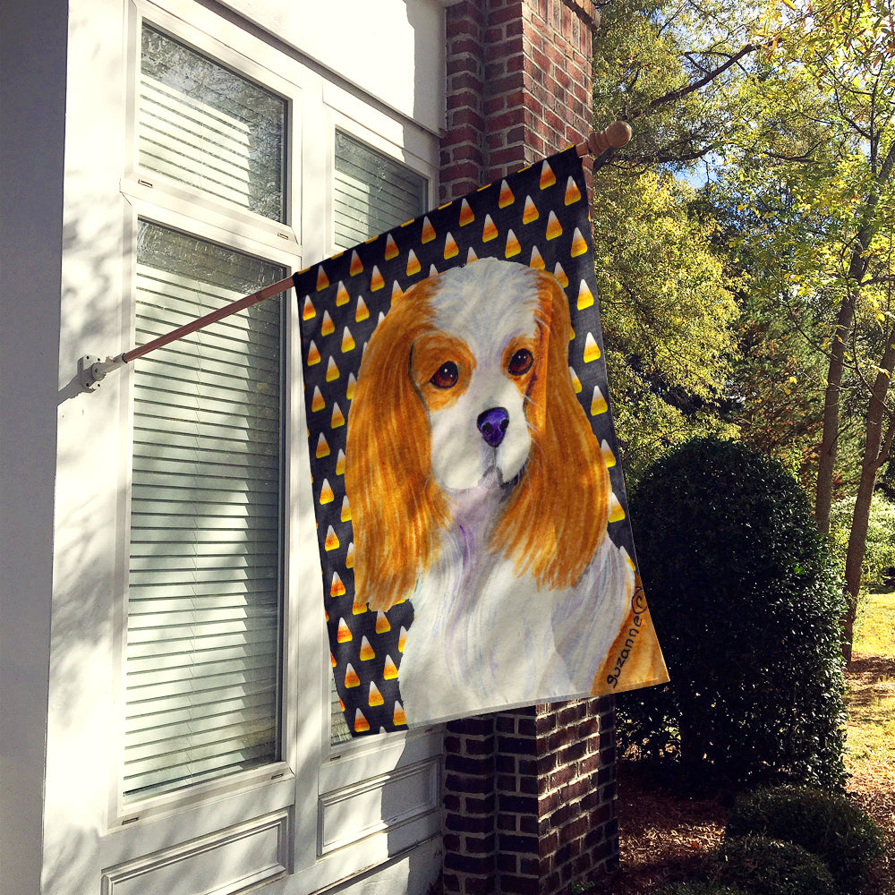 Cavalier Spaniel Candy Corn Halloween Portrait House Flag 28x40 Porch Sleeve Pole Decorative Outside Yard Banner Artwork Wall Hanging, Polyester