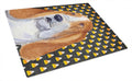Basset Hound Candy Corn Halloween Portrait Cutting Board Tempered Glass Kitchen Cutting Surface, Heat Resistant Chopping, Non-Slip Feet, Food Prep & Serving