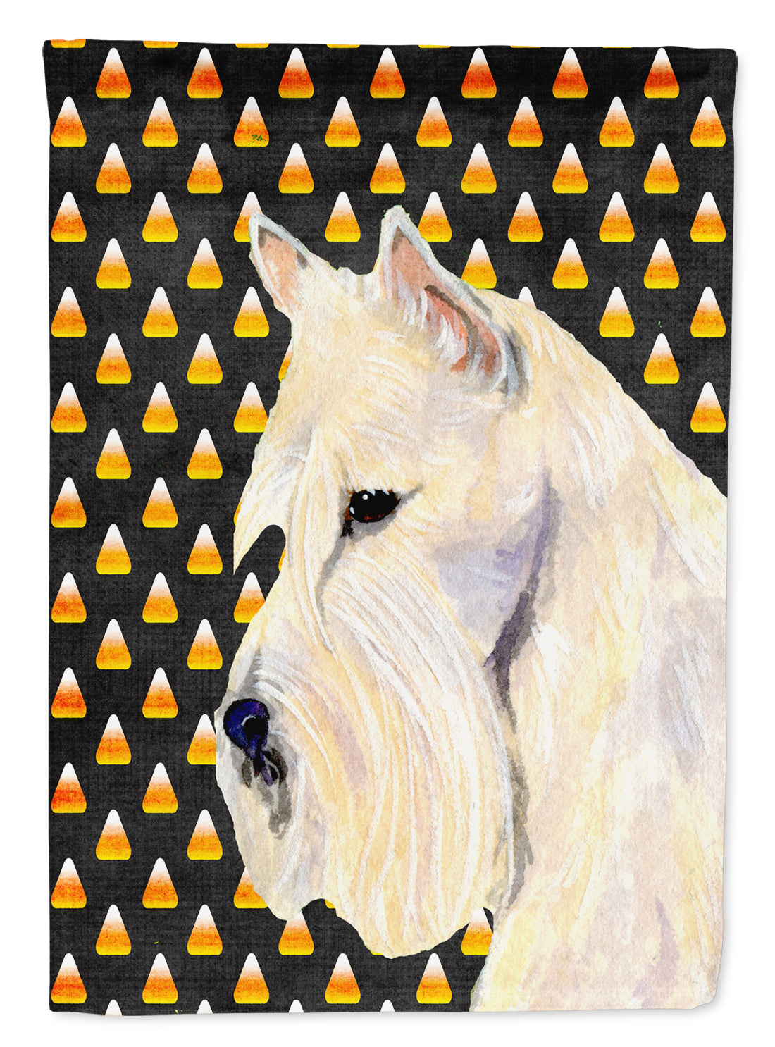 Scottish Terrier Wheaten Candy Corn Halloween Portrait House Flag 28x40 Porch Sleeve Pole Decorative Outside Yard Banner Artwork Wall Hanging, Polyester