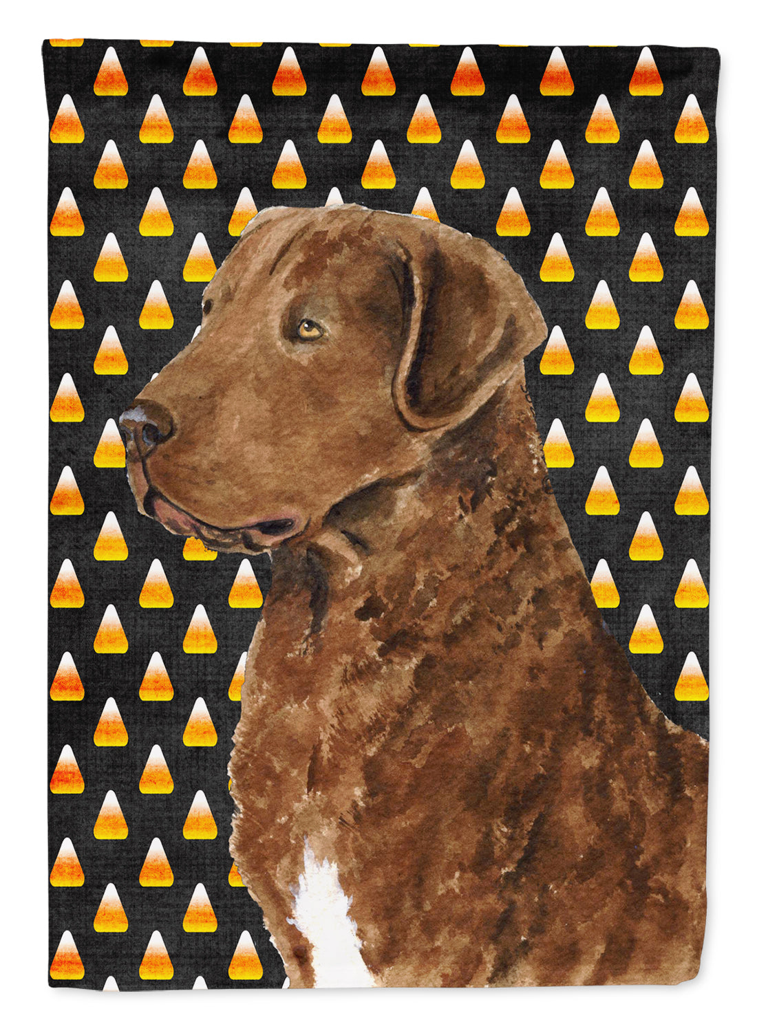 Chesapeake Bay Retriever Wheaten Candy Corn Halloween Portrait House Flag 28x40 Porch Sleeve Pole Decorative Outside Yard Banner Artwork Wall Hanging, Polyester