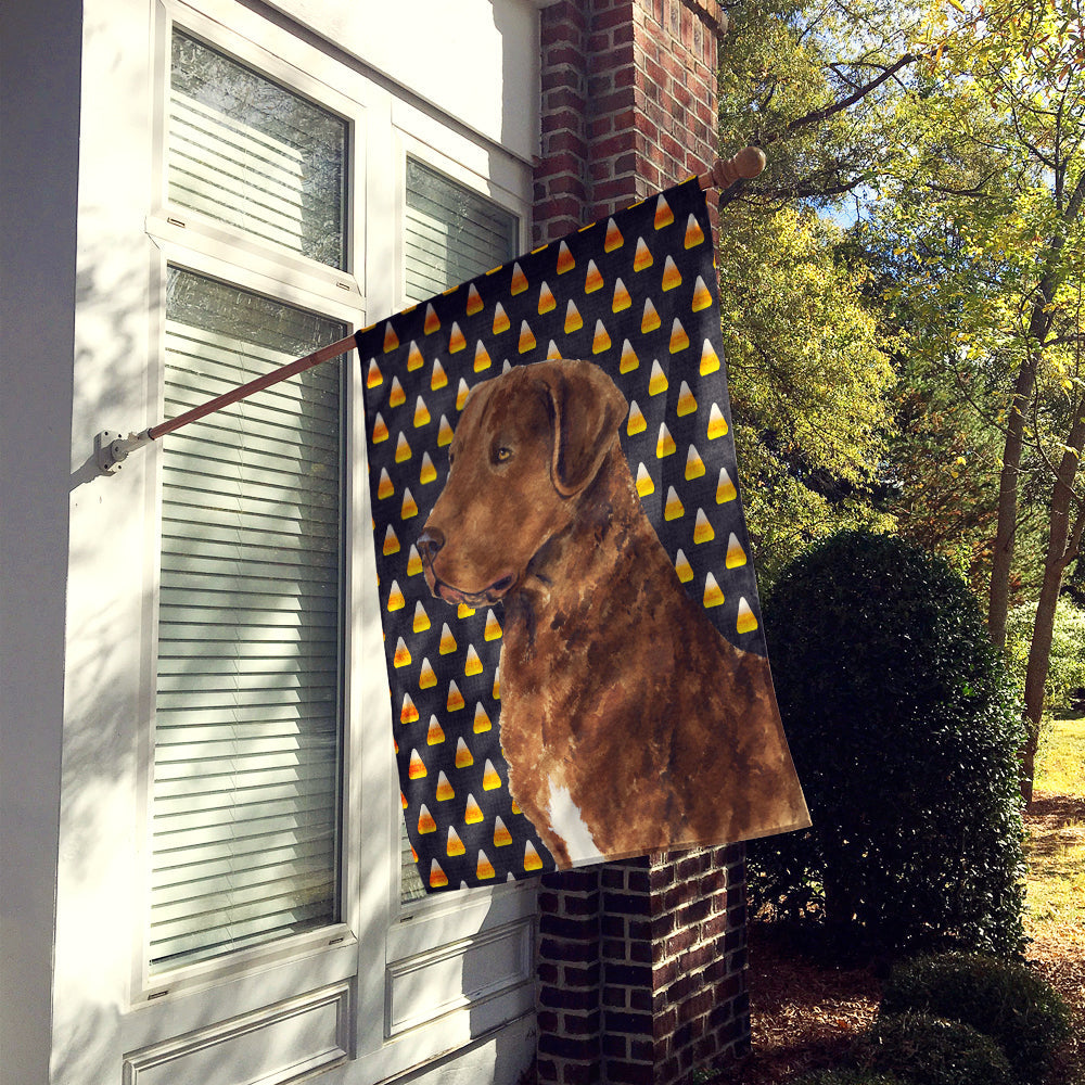 Chesapeake Bay Retriever Wheaten Candy Corn Halloween Portrait House Flag 28x40 Porch Sleeve Pole Decorative Outside Yard Banner Artwork Wall Hanging, Polyester