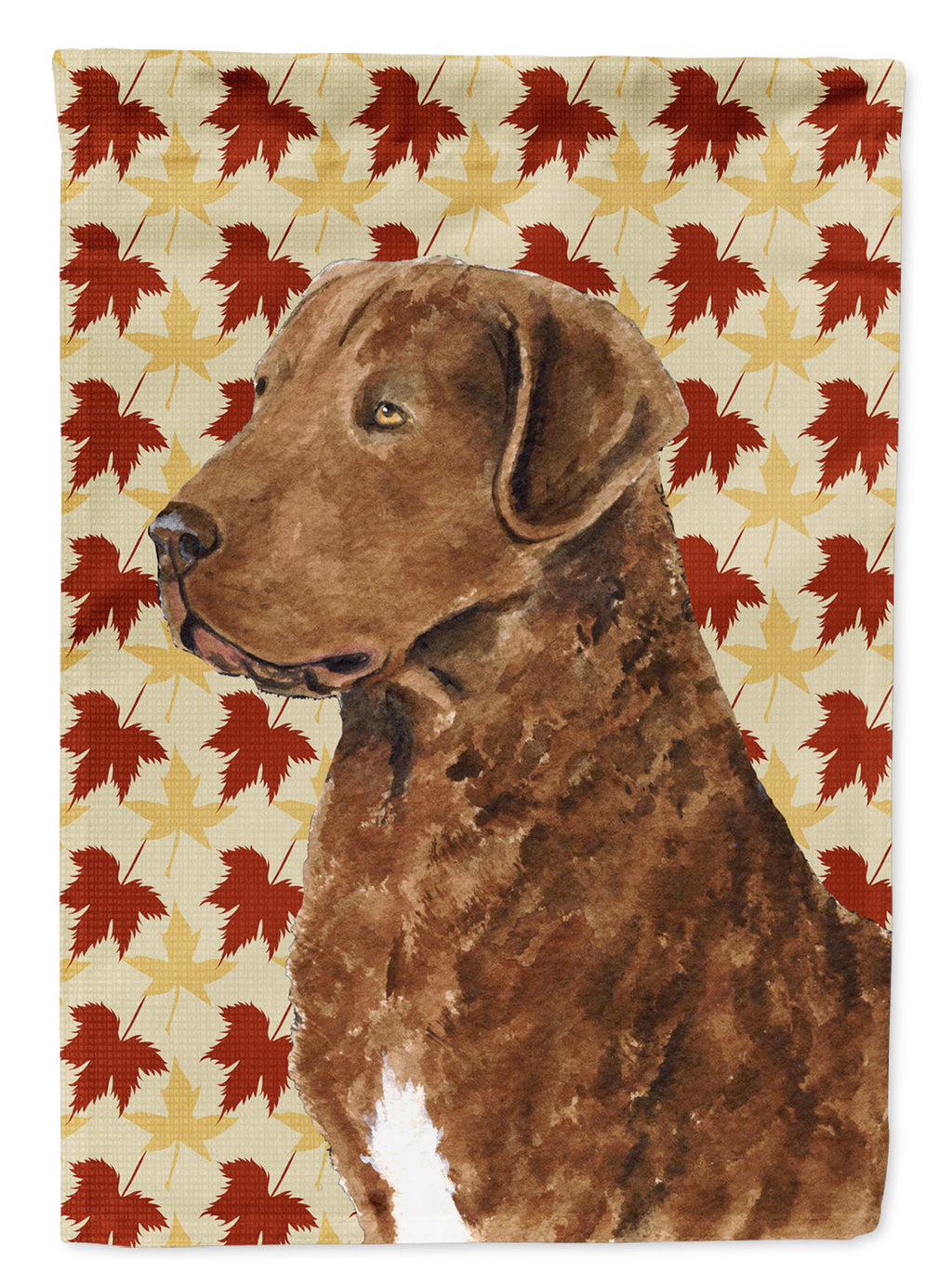 Chesapeake Bay Retriever Fall Leaves Portrait House Flag 28x40 Porch Sleeve Pole Decorative Outside Yard Banner Artwork Wall Hanging, Polyester