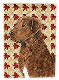 Chesapeake Bay Retriever Fall Leaves Portrait House Flag 28x40 Porch Sleeve Pole Decorative Outside Yard Banner Artwork Wall Hanging, Polyester