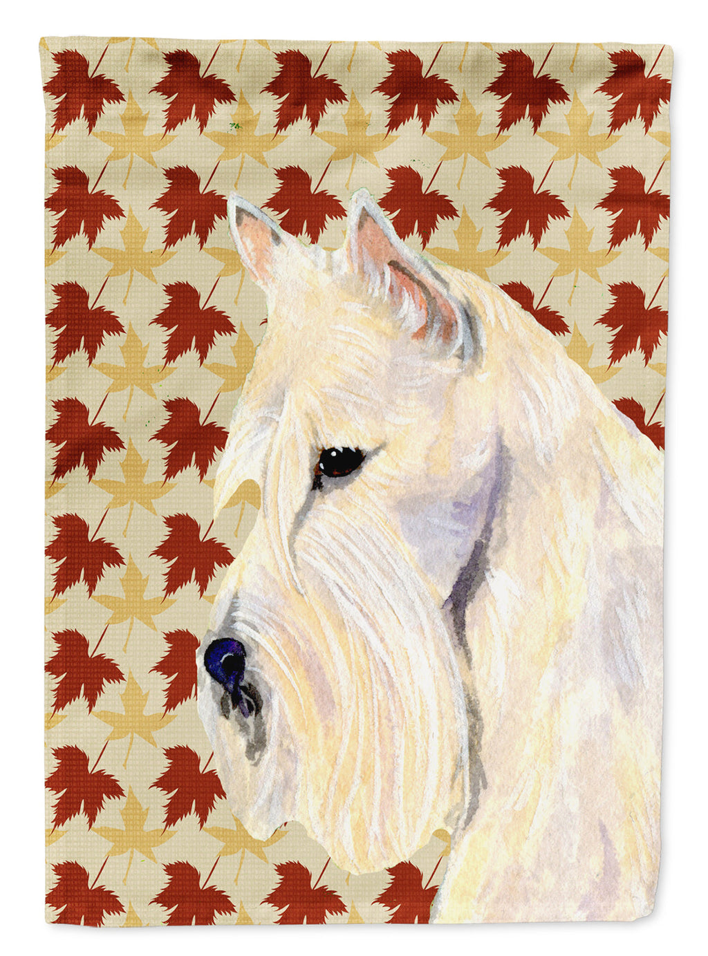 Scottish Terrier Wheaten Fall Leaves Portrait House Flag 28x40 Porch Sleeve Pole Decorative Outside Yard Banner Artwork Wall Hanging, Polyester