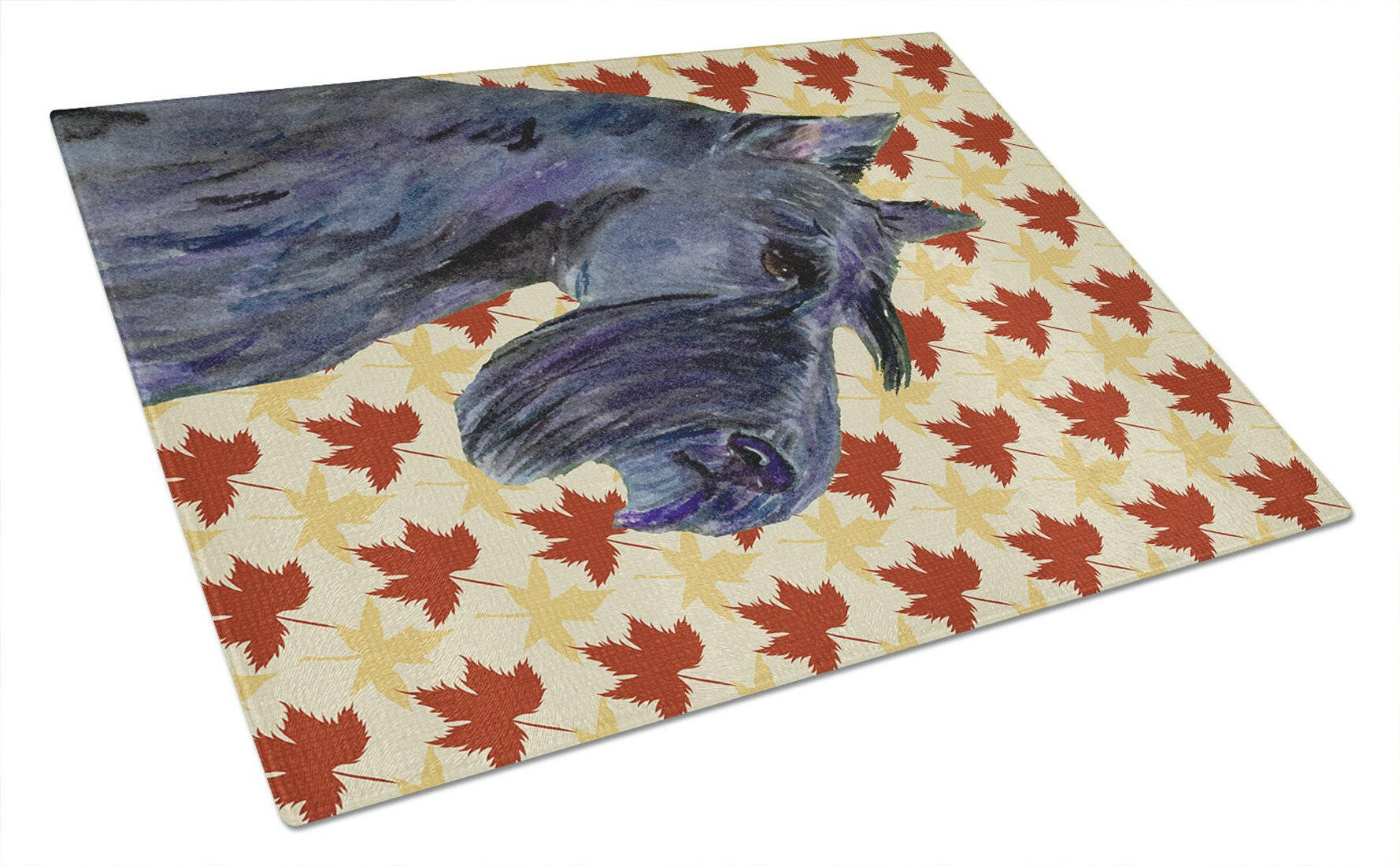 Scottish Terrier Fall Leaves Portrait Cutting Board Tempered Glass Kitchen Cutting Surface, Heat Resistant Chopping, Non-Slip Feet, Food Prep & Serving