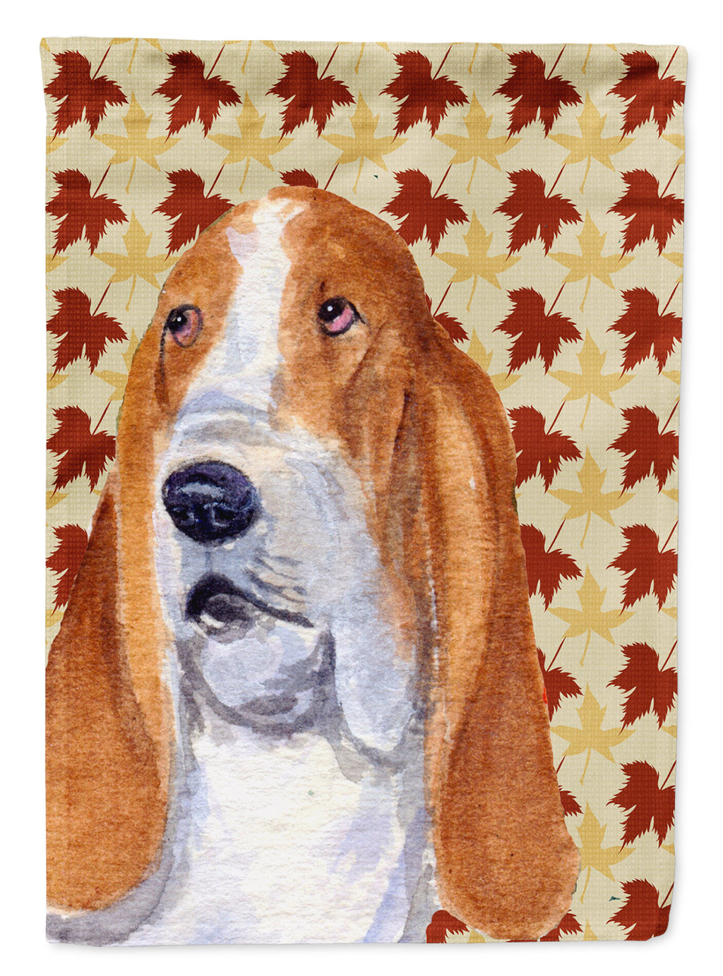 Bulldog English Fall Leaves Portrait House Flag 28x40 Porch Sleeve Pole Decorative Outside Yard Banner Artwork Wall Hanging, Polyester