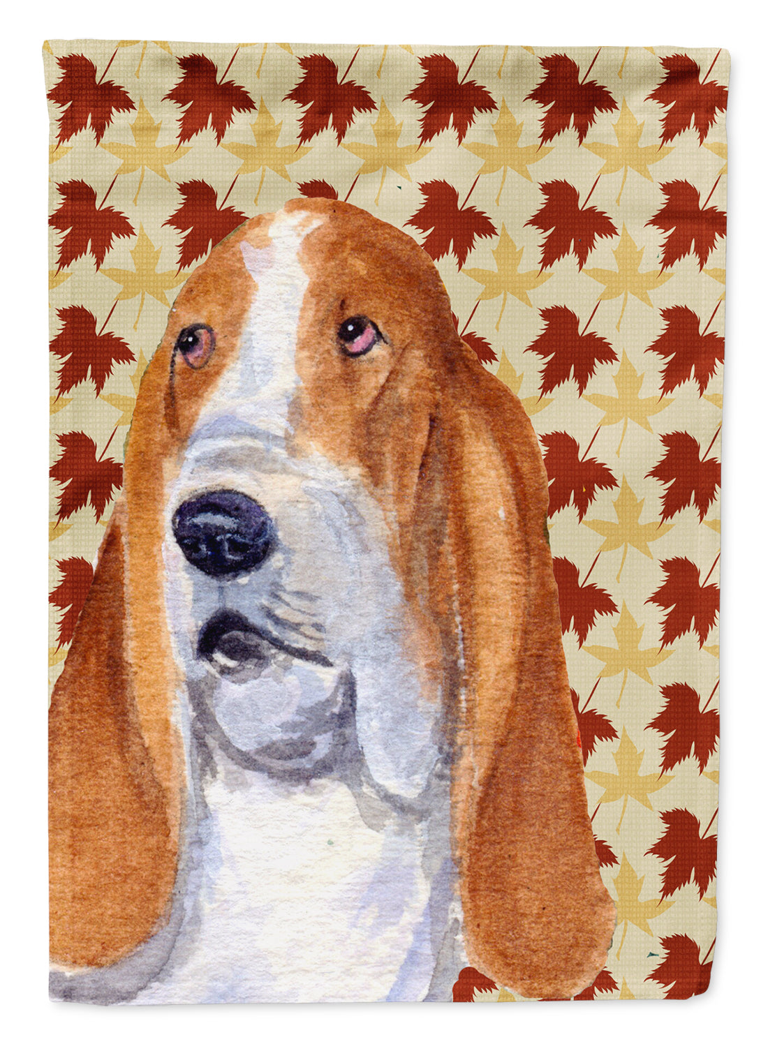 Bulldog English Fall Leaves Portrait House Flag 28x40 Porch Sleeve Pole Decorative Outside Yard Banner Artwork Wall Hanging, Polyester