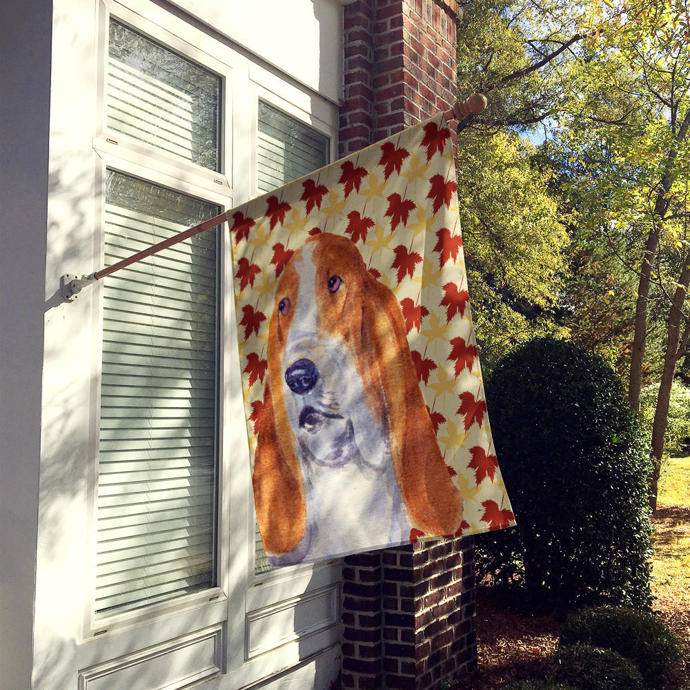 Bulldog English Fall Leaves Portrait House Flag 28x40 Porch Sleeve Pole Decorative Outside Yard Banner Artwork Wall Hanging, Polyester