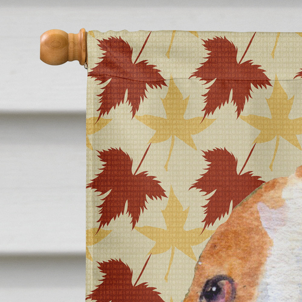 Bulldog English Fall Leaves Portrait House Flag 28x40 Porch Sleeve Pole Decorative Outside Yard Banner Artwork Wall Hanging, Polyester