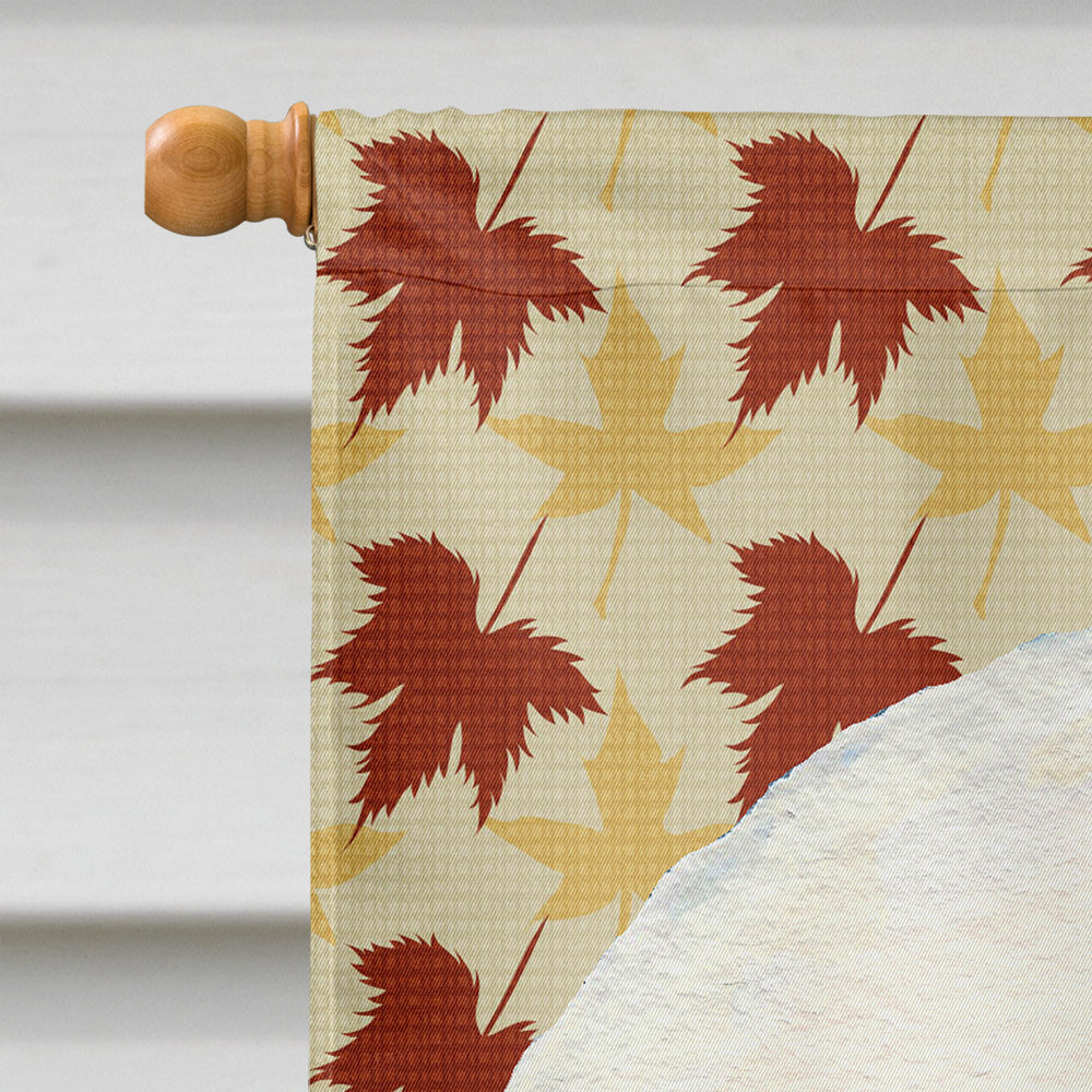 Bichon Frise Fall Leaves Portrait House Flag 28x40 Porch Sleeve Pole Decorative Outside Yard Banner Artwork Wall Hanging, Polyester