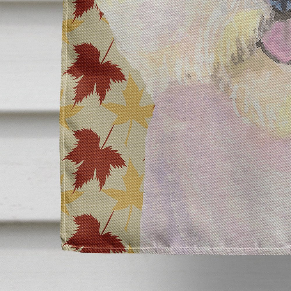 Bichon Frise Fall Leaves Portrait House Flag 28x40 Porch Sleeve Pole Decorative Outside Yard Banner Artwork Wall Hanging, Polyester