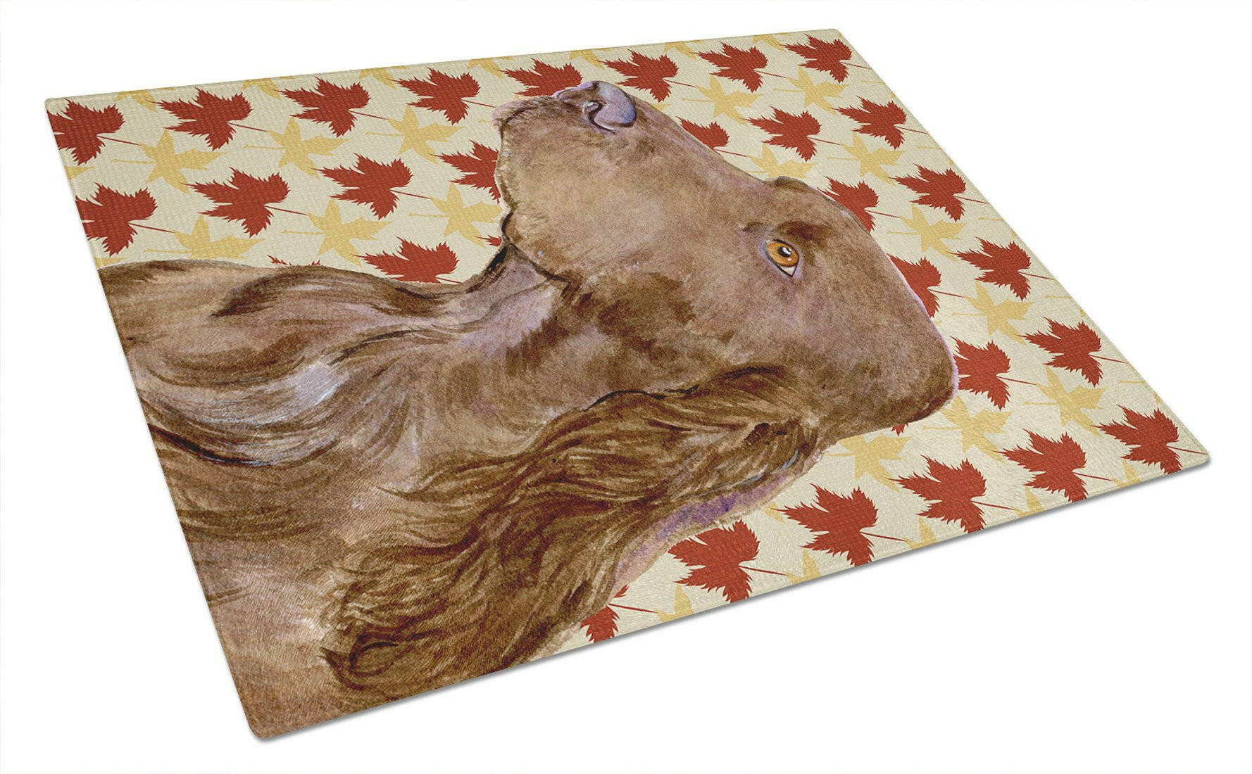Field Spaniel Fall Leaves Portrait Cutting Board Tempered Glass Kitchen Cutting Surface, Heat Resistant Chopping, Non-Slip Feet, Food Prep & Serving