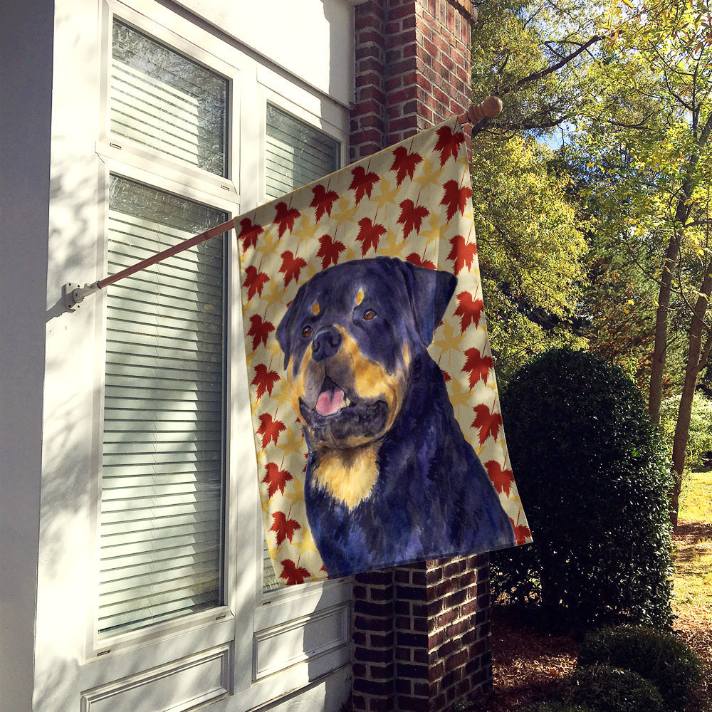 Rottweiler Fall Leaves Portrait House Flag 28x40 Porch Sleeve Pole Decorative Outside Yard Banner Artwork Wall Hanging, Polyester