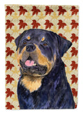 Rottweiler Fall Leaves Portrait House Flag 28x40 Porch Sleeve Pole Decorative Outside Yard Banner Artwork Wall Hanging, Polyester