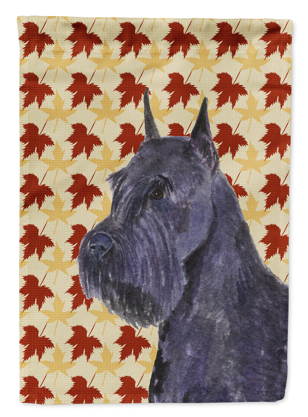 Schnauzer Giant Fall Leaves Portrait House Flag 28x40 Porch Sleeve Pole Decorative Outside Yard Banner Artwork Wall Hanging, Polyester